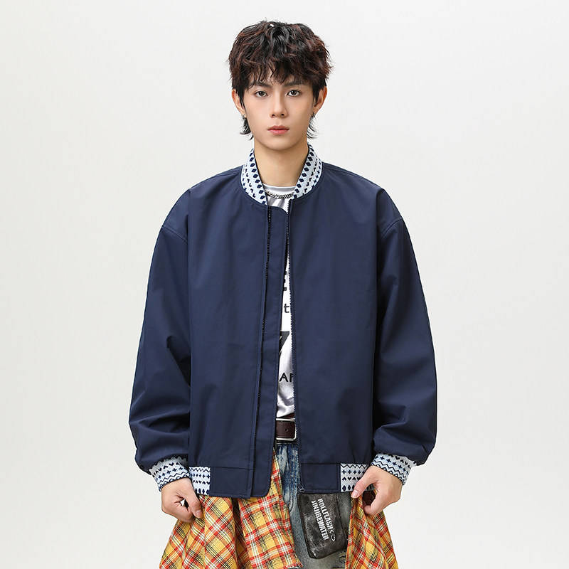 春秋复古棒球服撞色宽松休闲夹克外套A321-J9978-P75,男装夹克,电商A321