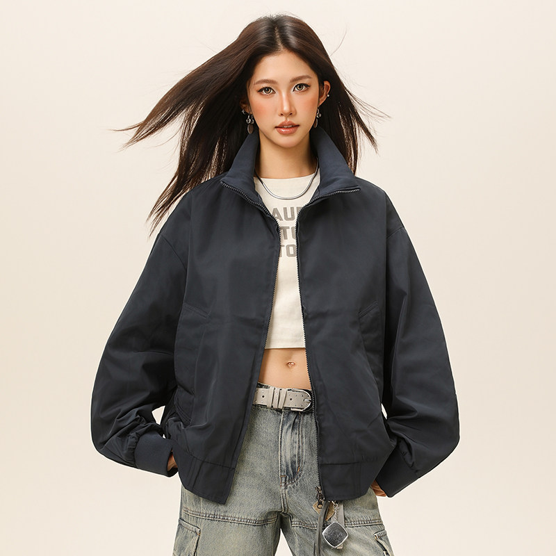 春秋新款棒球服美式立领宽松百搭夹克A321-J9972-P80图片
