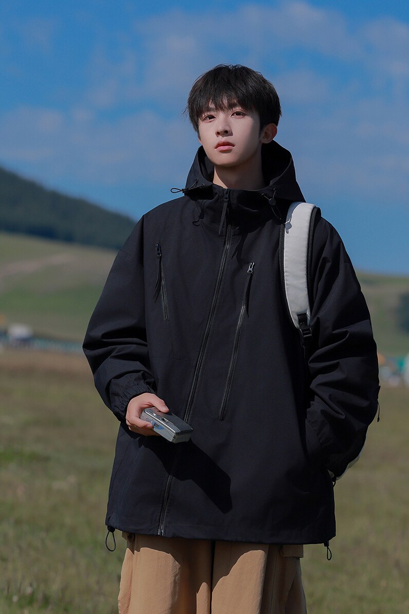 春秋季夹克外套纯色潮流运动休闲防水户外冲锋衣A321-J7834-P70,男装夹克,电商A321