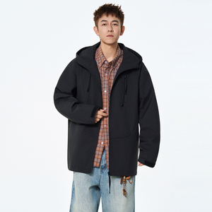 春秋纯色百搭休闲男女外套连帽工装上衣A321-J7981-P75图片