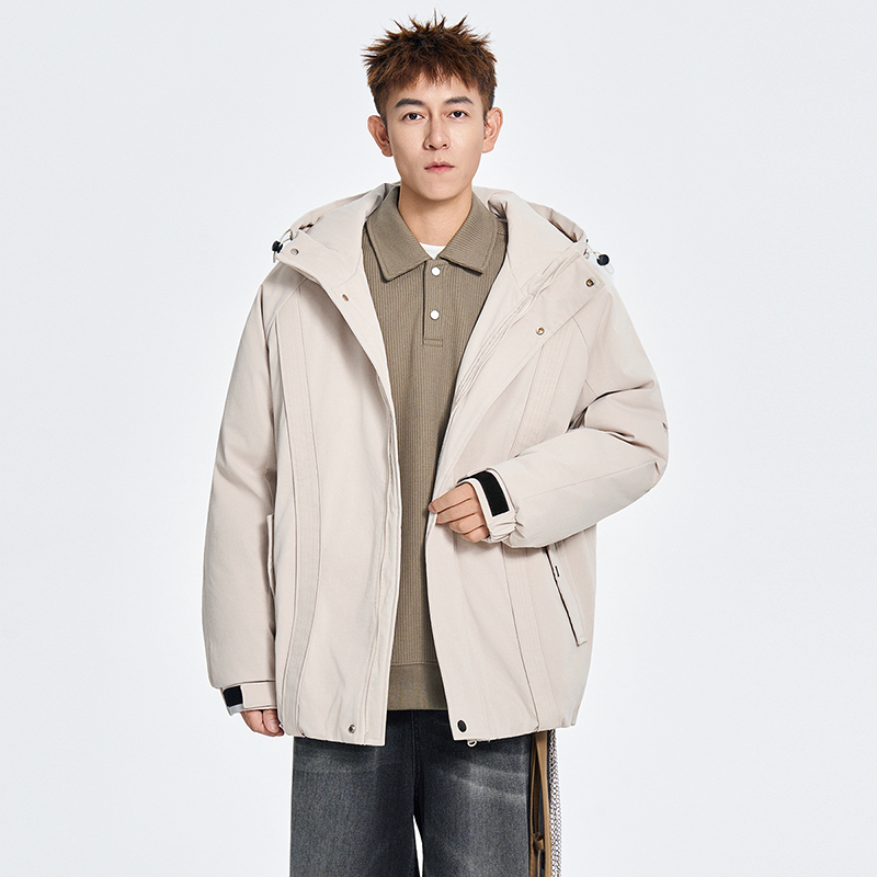 冬季纯色连帽棉服宽松休闲褶皱外套棉衣A321-MY8855-P99，男装棉衣，电商A321