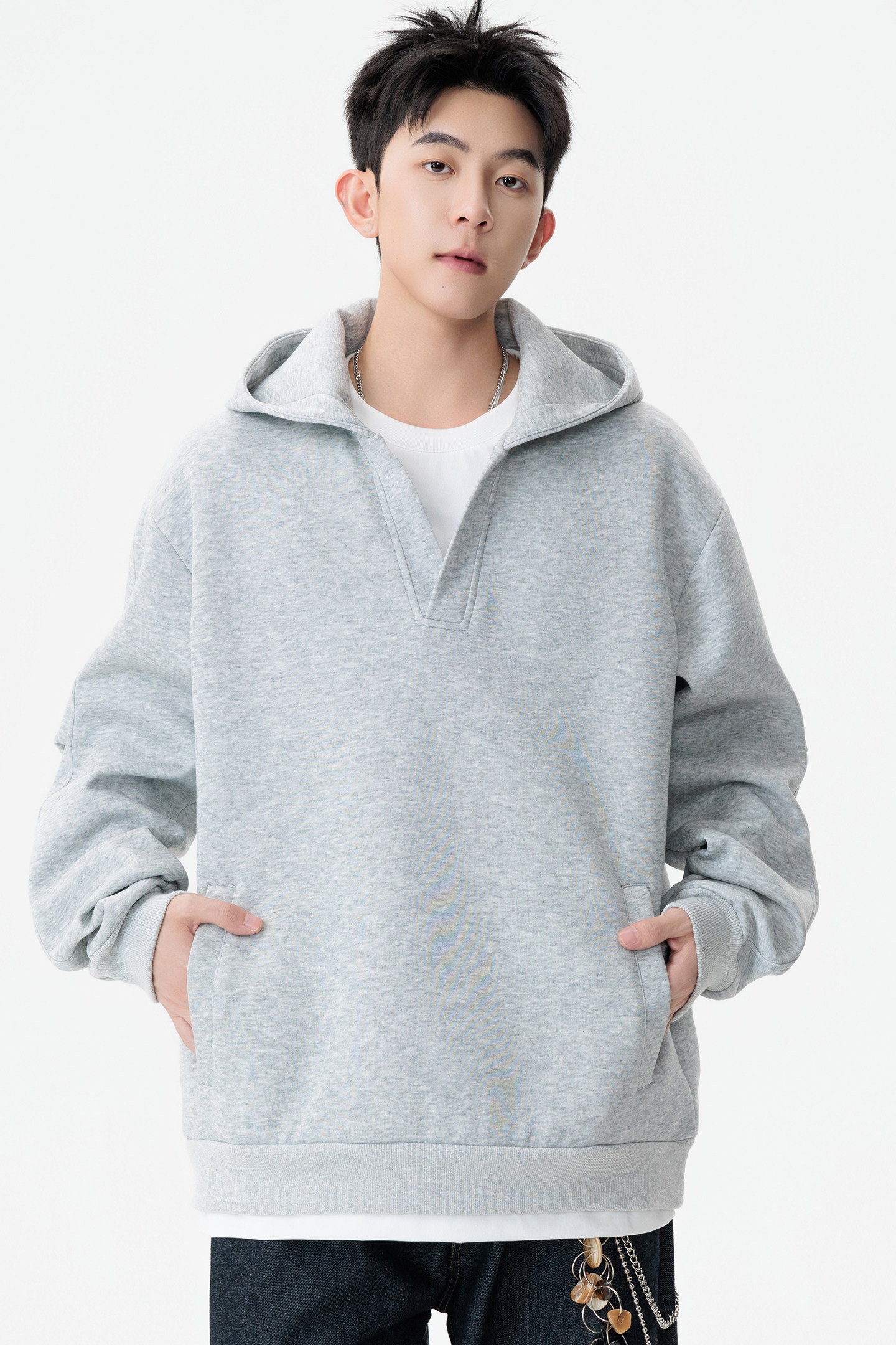 秋季假两件连帽纯色百搭套头休闲宽松卫衣A321-WY019-P60控99,男装卫衣,电商A321