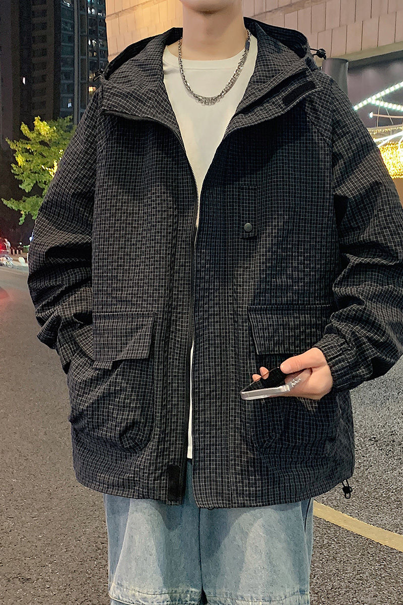 现货外套男户外连帽夹克春秋工装设计感百搭冲锋衣A321-J7811-P75,男装夹克,电商A321