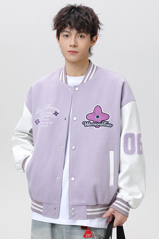春秋棒球服外套男女刺绣PU休闲宽松夹克A321-J9953-P90,男装夹克,电商A321