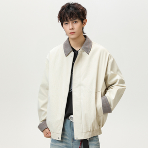 现货百搭休闲外套可拆卸领宽松男女休闲夹克A321-J9957-P75图片