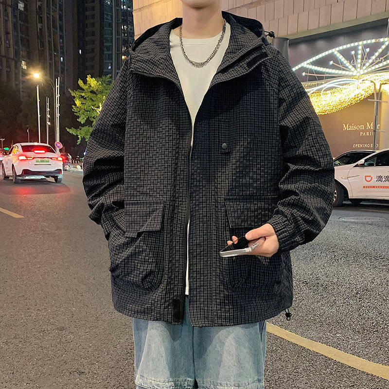 现货外套男户外连帽夹克春秋工装设计感百搭冲锋衣A321-J7811-P75,男装夹克,电商A321