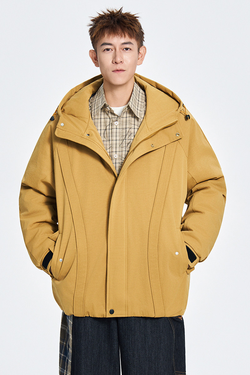 冬季纯色连帽棉服宽松休闲褶皱外套棉衣A321-MY8855-P99,男装棉衣,电商A321