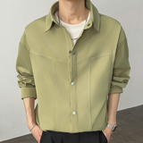 秋季老钱风纯色百搭休闲衬衫A321-CS030-P58，男装衬衫，电商A321