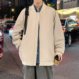 美式复古棒球服外套男纯色潮牌宽松休闲飞行夹克A321-J7803-P55，男装夹克，电商A321