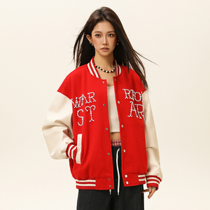 春秋刺绣PU棒球服外套男女休闲夹克A321-J9952-P90图片