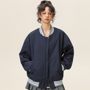 春秋复古棒球服撞色宽松休闲夹克外套A321-J9978-P75图片