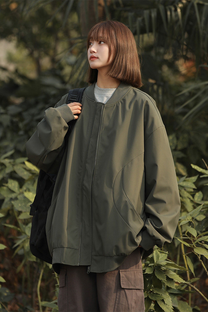 现货美式复古棒球服外套纯色潮牌宽松休闲飞行夹克A321-J7803-P55,男装夹克,电商A321