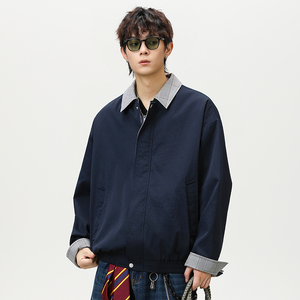 现货百搭休闲外套可拆卸领宽松男女休闲夹克A321-J9957-P75图片