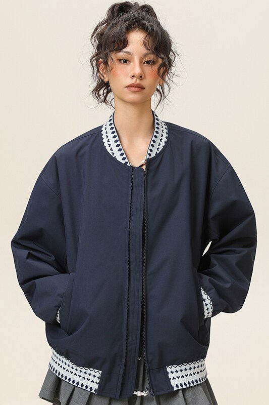 春秋复古棒球服撞色宽松休闲夹克外套A321-J9978-P75,男装夹克,电商A321