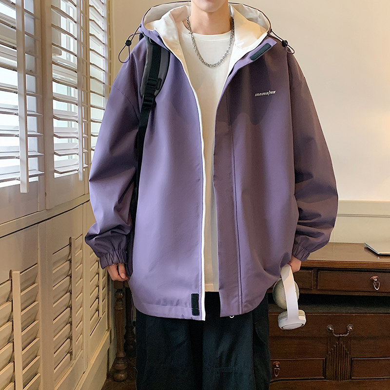 连帽冲锋衣外套春秋潮牌宽松休闲户外两面穿夹克A321-J7902-P70,男装夹克,电商A321