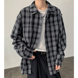 秋季老钱风泡泡格子休闲衬衫宽松百搭衬衣A321-CS029-P58 控89图片
