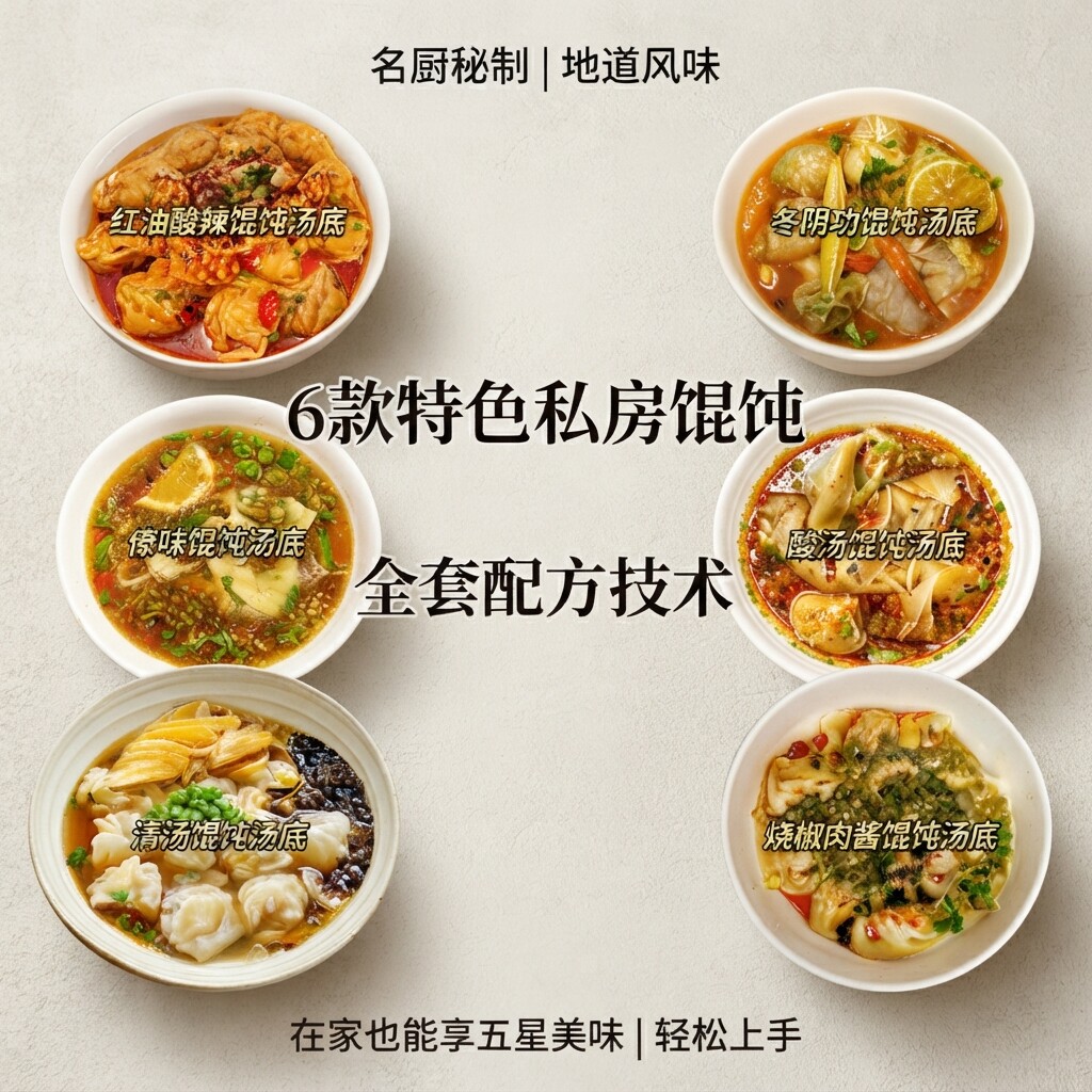 6款特色馄饨汤底商用配方冬阴功傣味红油酸汤小吃店摆摊实操资料
