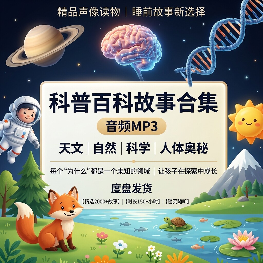 儿童科普百科故事音频MP3天文自然人体科学睡前启蒙故事早教素材