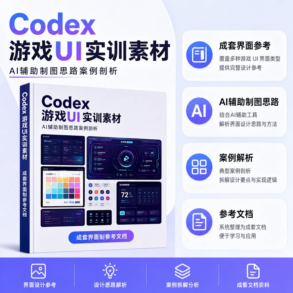 Codex游戏UI实训素材案例剖析AI辅助制图成套界面设计参考文档图片