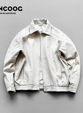 凡购春季美式潮牌简洁纯色外套老钱风vintage工装休闲短款夹克男
