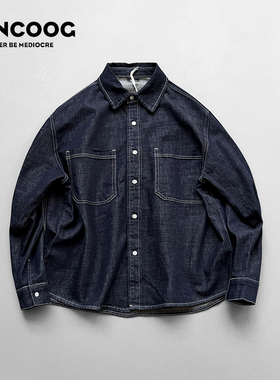 凡购2026春季美式潮牌多口袋衬衣丹宁外套做旧水洗长袖牛仔衬衫男