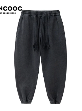 VANCOOG美潮水洗480克嘻哈宽松束脚运动裤吊裆跨裤小脚哈伦卫裤男