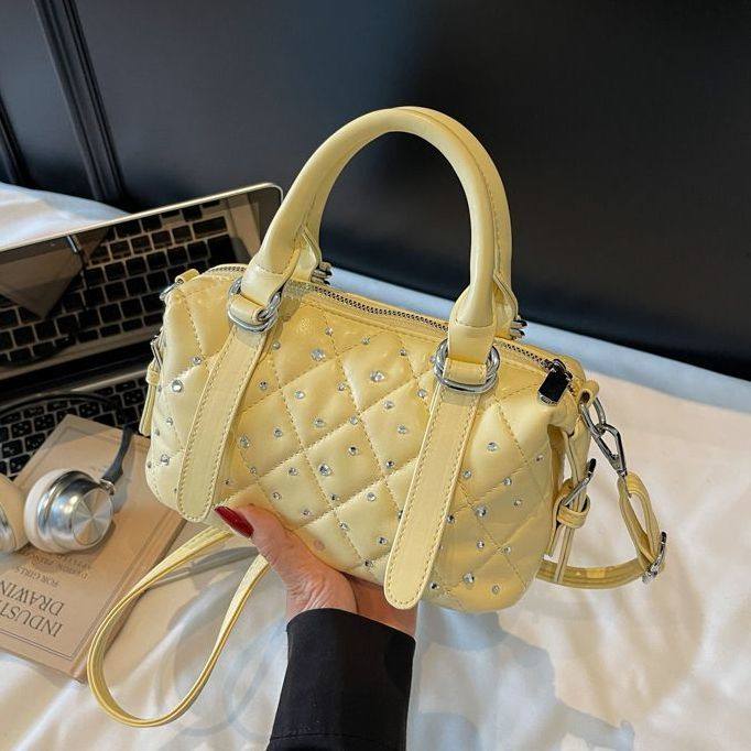 夏季简约波士顿小包包女2025新款时尚亮钻手提枕头包高级感斜挎包,箱包皮具/热销女包/男包,小方包,淘宝优惠券,粉丝福利购,淘宝优惠卷