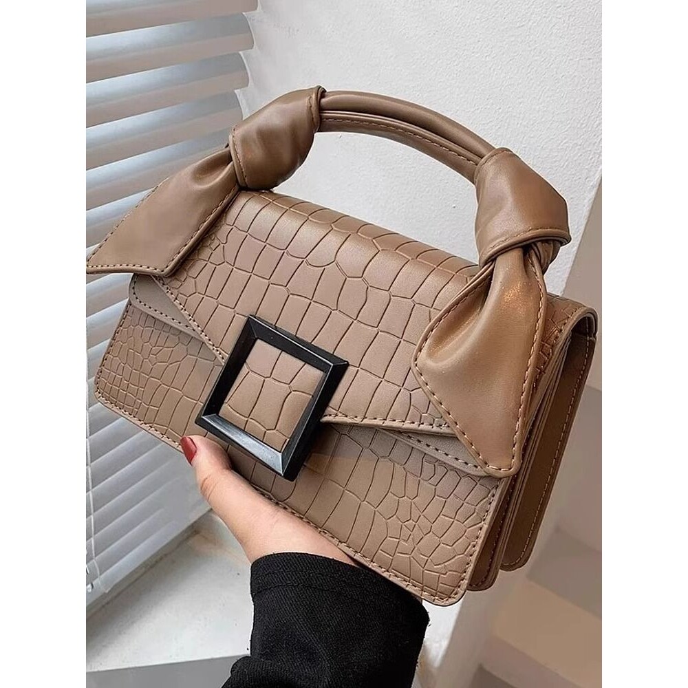 复古包包女2025秋冬新款时尚鳄鱼纹小方包高级质感百搭单肩斜挎包