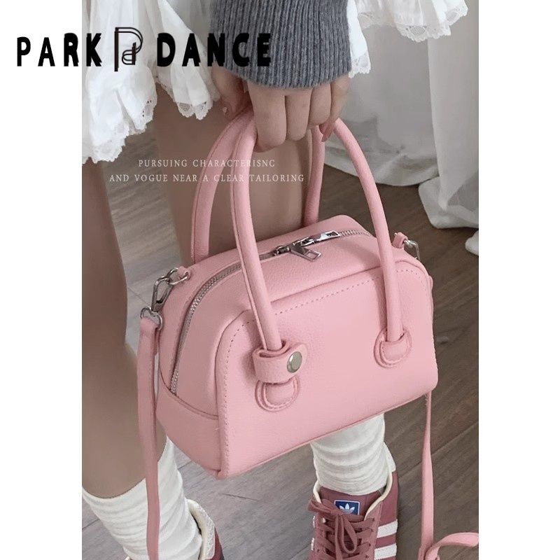 PARK DANCE韩国手提保龄球包包女士2025新款潮樱花粉小方包斜挎包