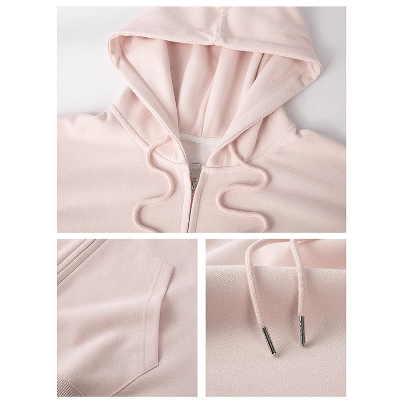 粉色卫衣外套女春秋2026新款早春季韩系穿搭小个子加绒上衣开 衫