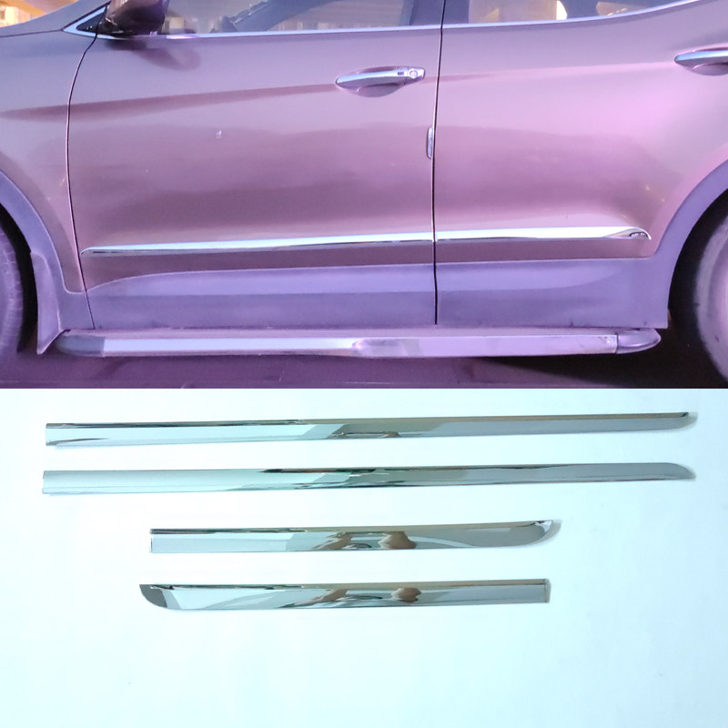 适用13-17年全新胜达门边条14 15款IX45车身装饰亮条车门装饰配件