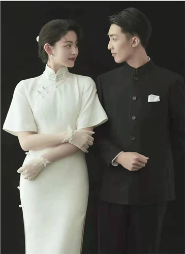 Реквизит для фотографии для влюбленных, свадебное платье, ципао, китайский стиль, с рукавом