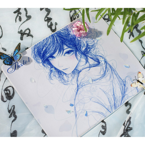 Thzto1眸契 聚氨酯底白色包边中性二次元原创鼠标垫