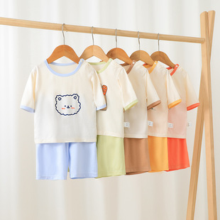 六月龄宝宝衣服分体夏季儿童七分袖套装婴幼儿薄款透气睡衣空调服