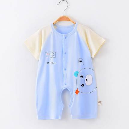 新生婴儿夏天衣服男宝连体衣夏季薄款莫代尔透空调服睡衣短袖开裆