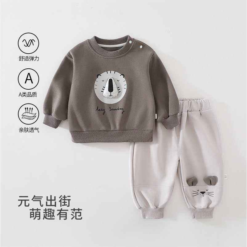 十个月宝宝衣服秋装婴幼儿秋季卫衣套装儿童休闲外穿两件套帅气11