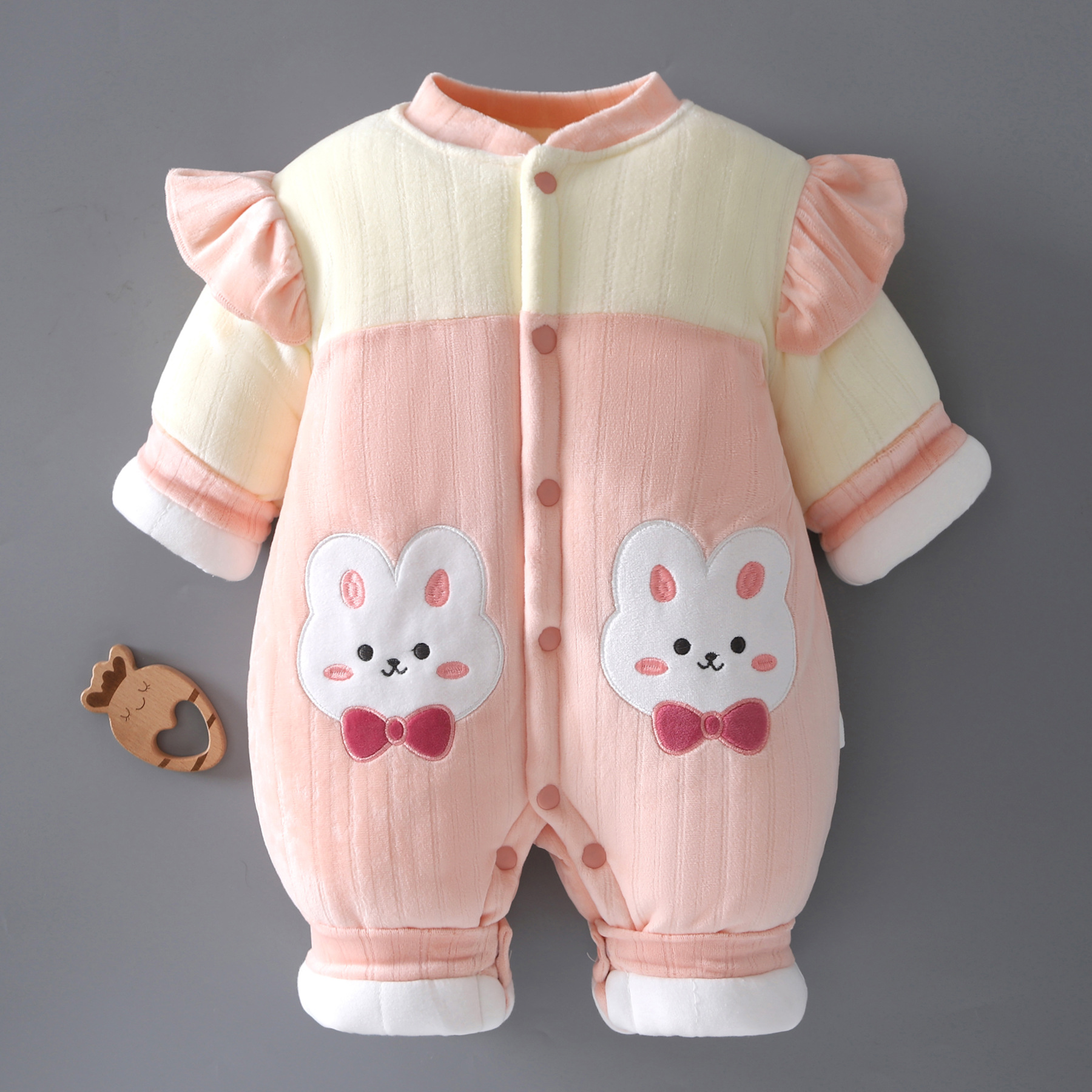 超洋气婴儿外出服加厚冬装连体衣宝宝棉衣新生儿冬季超萌公主哈衣