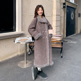 2025新款长款皮毛一体211-5881p245控348，女装毛呢外套，浙宝211