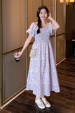 现货夏款新品法式浪漫紫两穿碎花连衣裙长裙211-1683P115控168，女装连衣裙，浙宝211