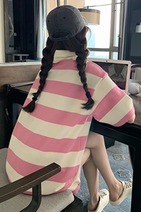 现货2024夏款新款运动休闲甜美条纹套装211-A26-P115控168图片