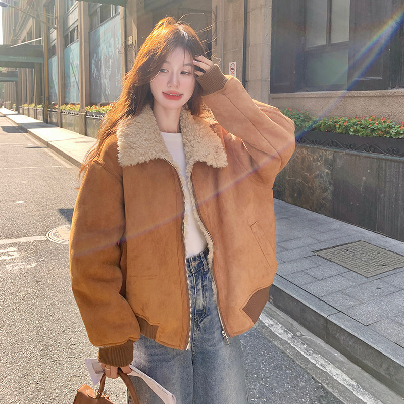 2025冬款百搭皮毛一体211-5862P225控328，女装毛呢外套，浙宝211