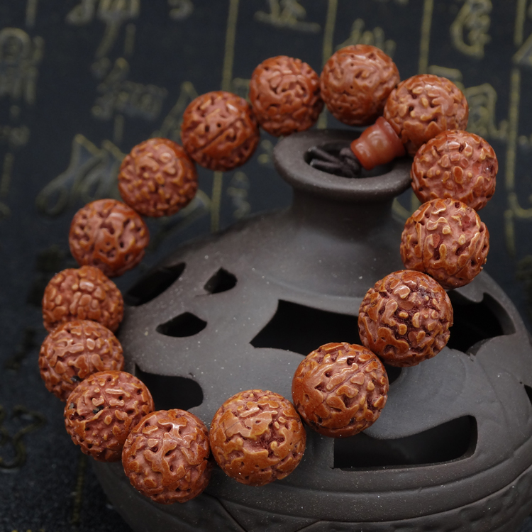 尼泊尔金刚菩提手串原籽56五六瓣手链佛珠散爆肉红皮秒杀包邮