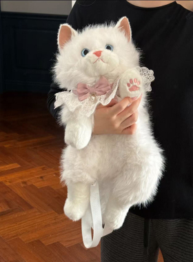 卡通ins新款百搭软萌布偶猫咪玩偶甜美少女心双肩包学生通勤背包