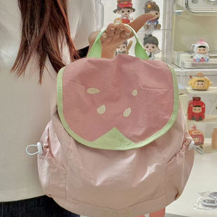 夏日ins新款百搭多巴胺撞色双肩包新款水果可爱书包初高中生背包
