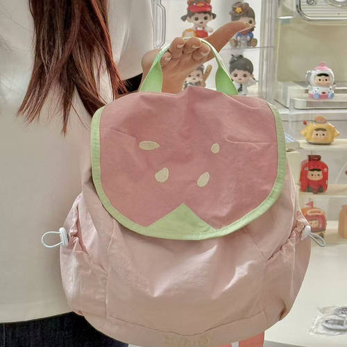 多巴胺撞色新款水果可爱双肩包包