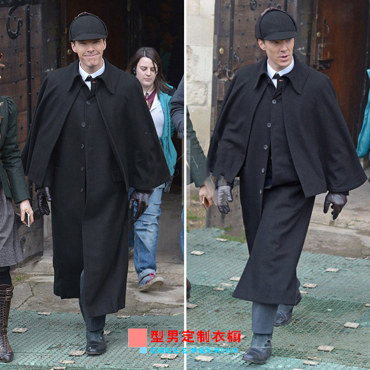 毛呢大衣新款潮夏洛克两件斗篷