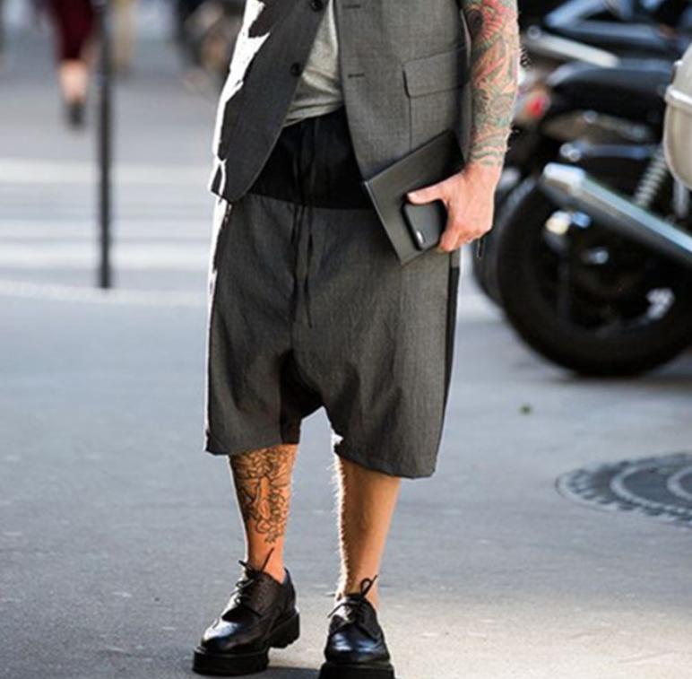 新款欧美夏季简洁拼接百搭短裤