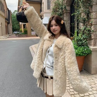 皮毛一体羊羔毛外套女2026秋冬新款毛绒绒环保皮草加厚款毛毛大衣