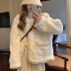 2025冬新款 韩版 仿兔毛小香风外套女宽松显瘦高级感羊羔毛绒绒上衣