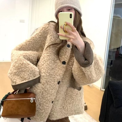 慵懒风环保羊羔毛外套女秋冬短款